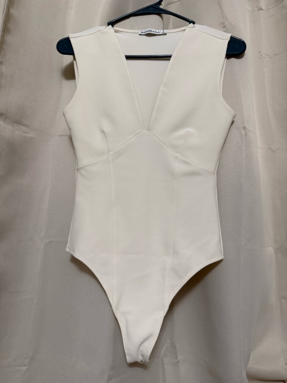 Abercrombie & Fitch Cream V-Neck One-Piece Bodysuit